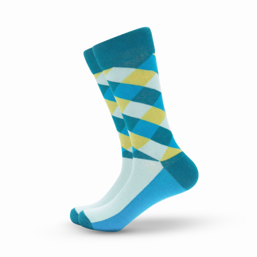 Blue Half Argyle Socks