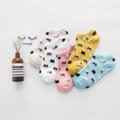 Kitty Ankle Socks (Pack of 5)