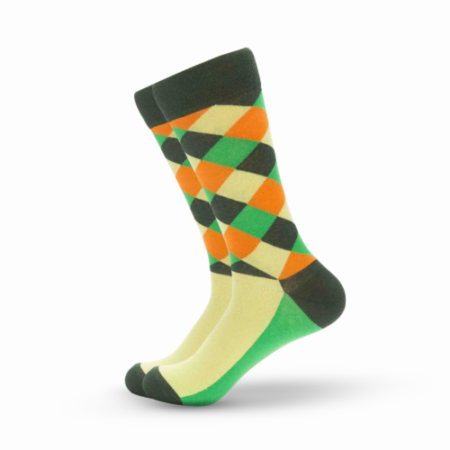 Yellow Half Argyle Socks