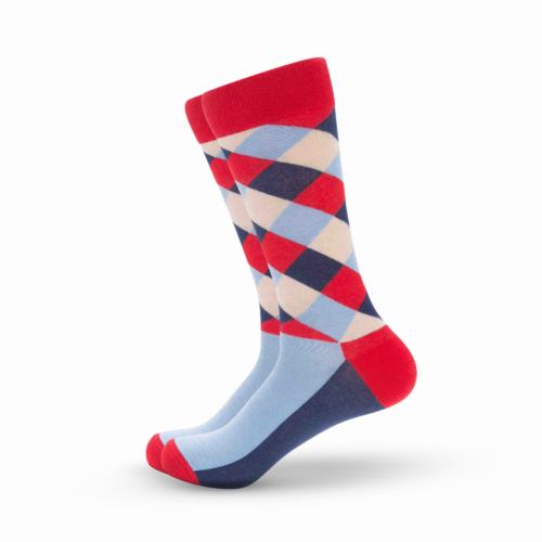 Red Half Argyle Socks