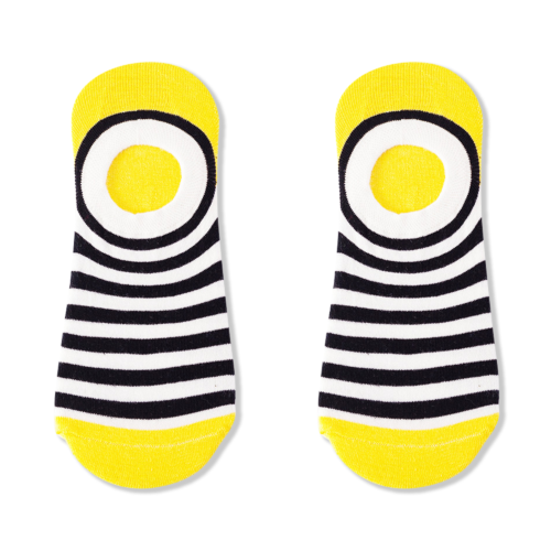 Yellow Striped No-Show Socks